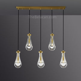 Raindrops 5-light Cord Rectangular Chandelier - thebelacan
