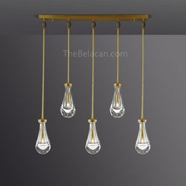 Raindrops 5-light Rod Rectangular Chandelier - thebelacan
