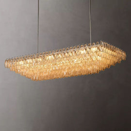 Chara Clear Glass Tiered Rectangular Chandelier 74" - thebelacan