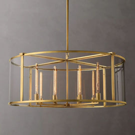 Beckman Glass Lantern Modern Round Chandelier 44" - thebelacan