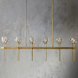 Kristal Glass Double Linear Chandelier 60" - thebelacan