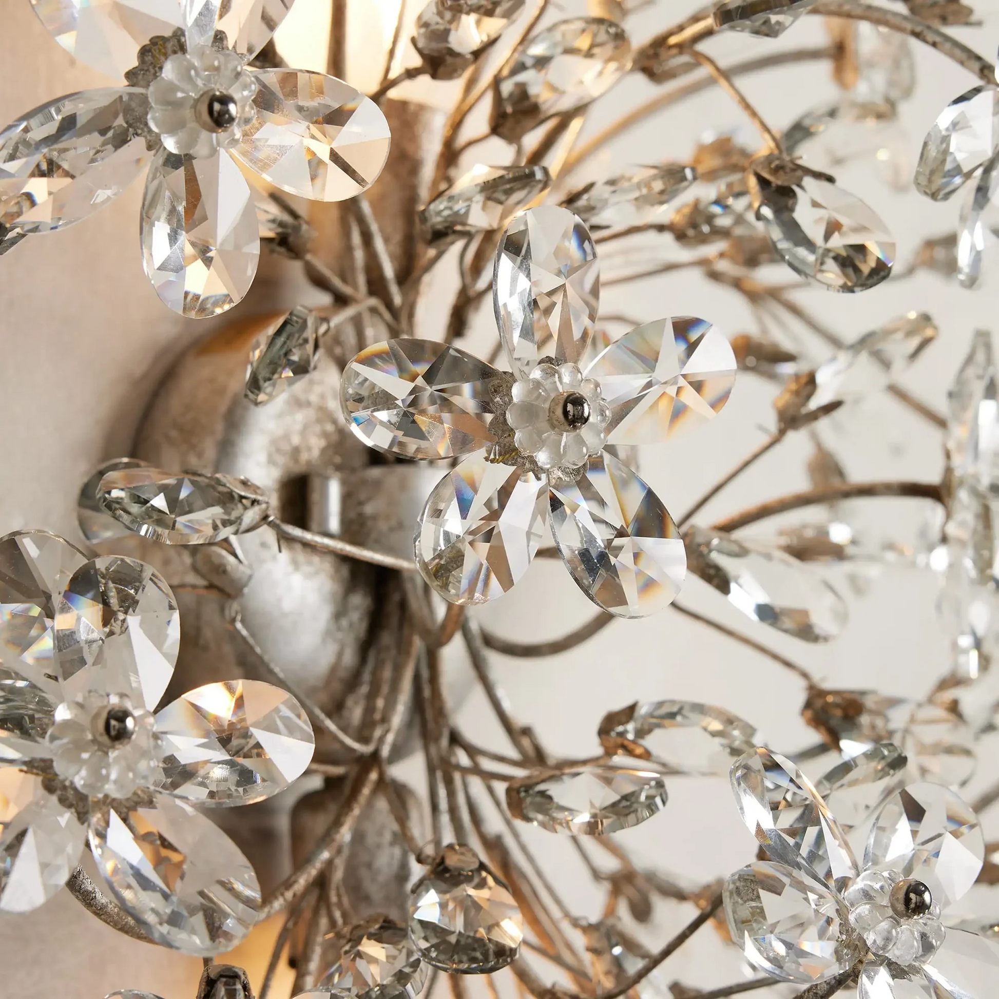 Fiore Crystal Flowers Wall Sconce 2-Light - thebelacan