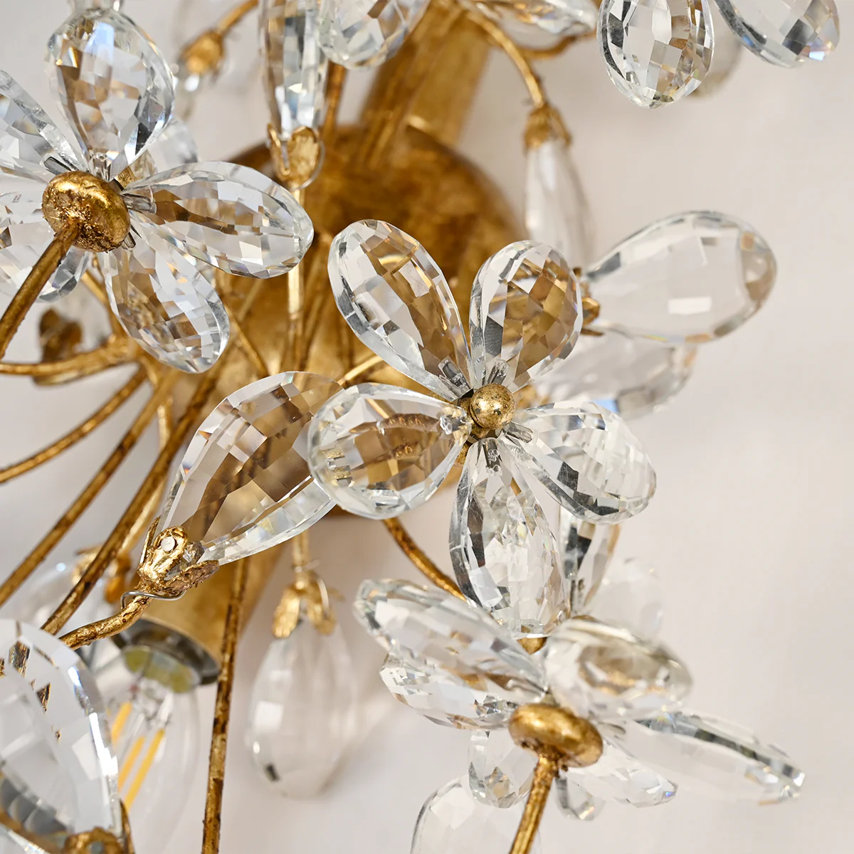 Fiore Crystal Flowers Wall Sconce 2-Light - thebelacan