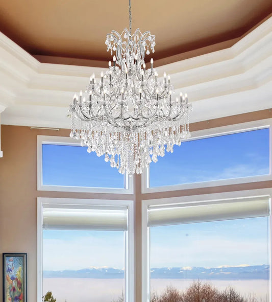 19TH C.Clear Royal Cut Crystal Round Chandelier 60" - thebelacan