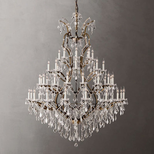 19TH C. Crystal Round Chandelier 60" - thebelacan