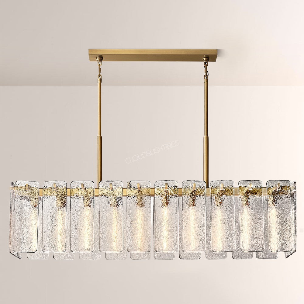Cascade Glass Rectangular Chandelier 60"W - thebelacan