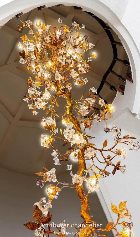 Art Flower Staircase Long Branch Chandelier - thebelacan