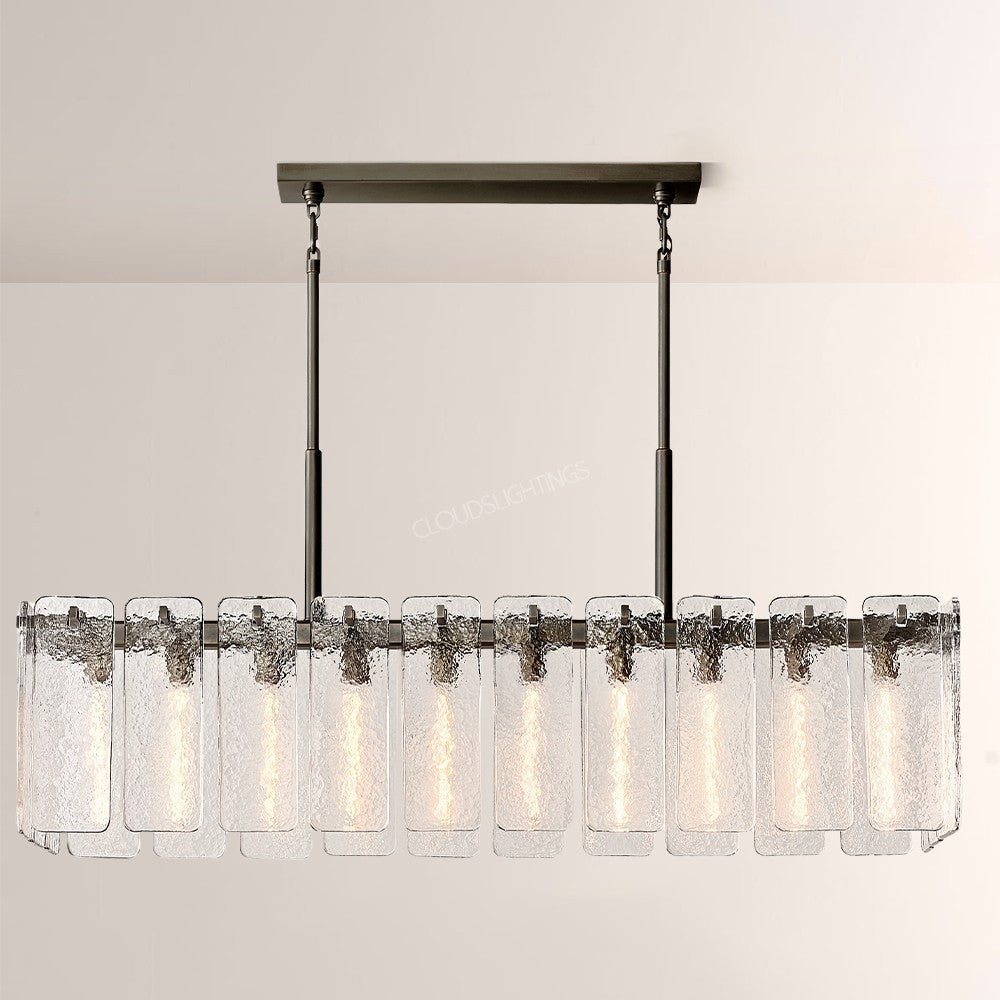 Cascade Glass Rectangular Chandelier 60"W - thebelacan