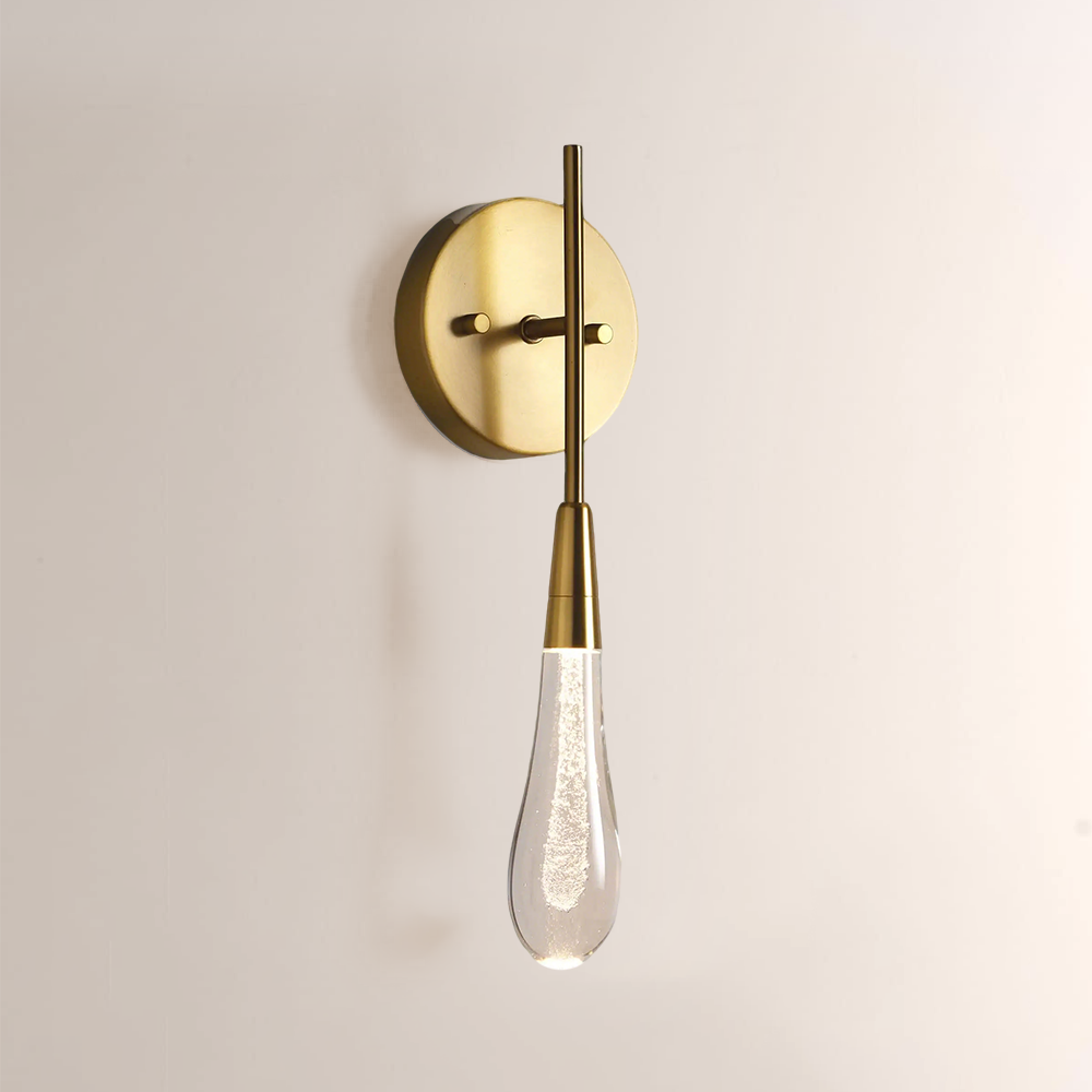 Raindrop Glass Round Solitaire Wall Sconce - thebelacan