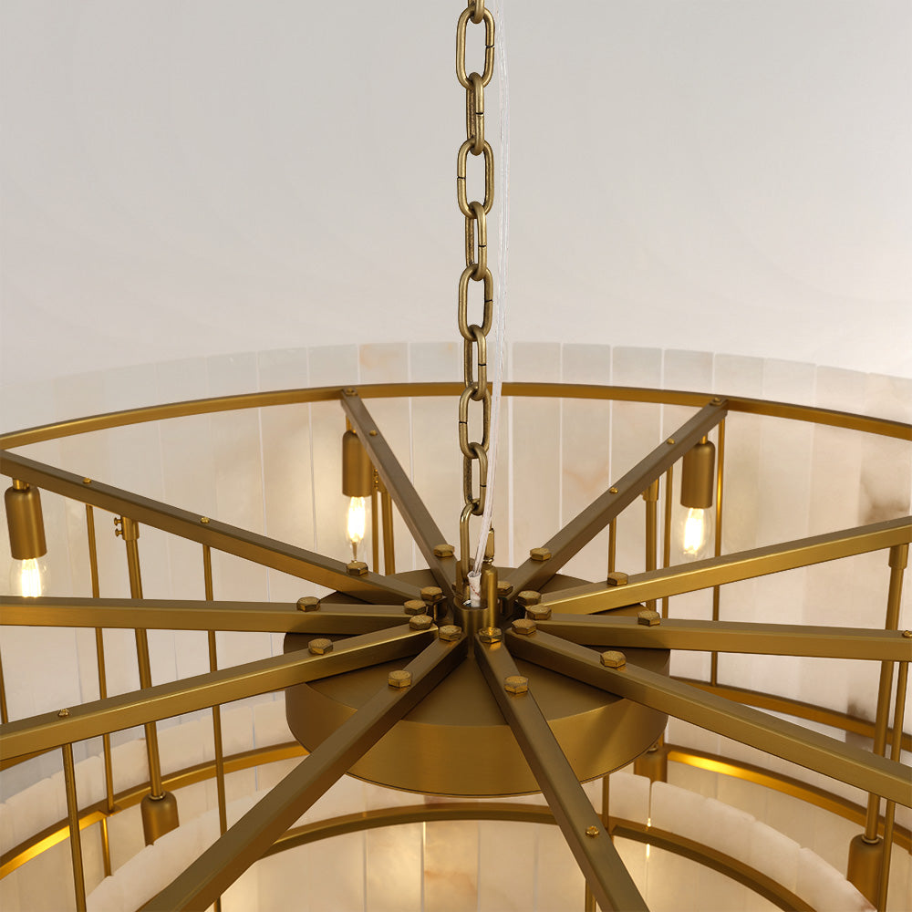 San Marco Alabaster Round 2-Tiered Chandelier