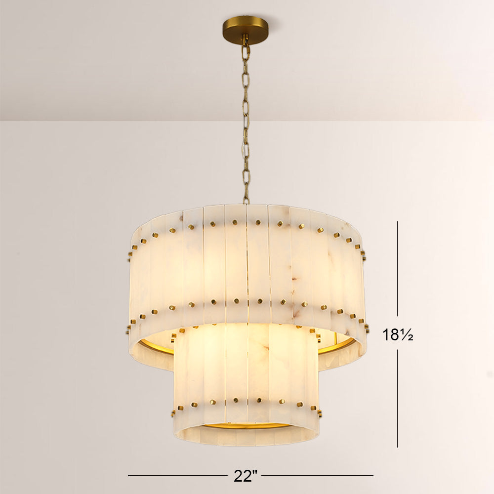 San Marco Alabaster Round 2-Tiered Chandelier