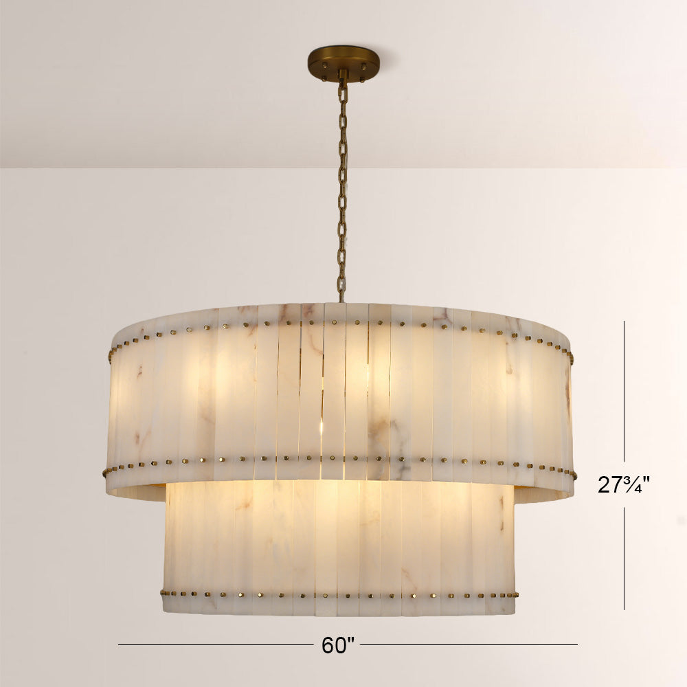 San Marco Alabaster Round 2-Tiered Chandelier