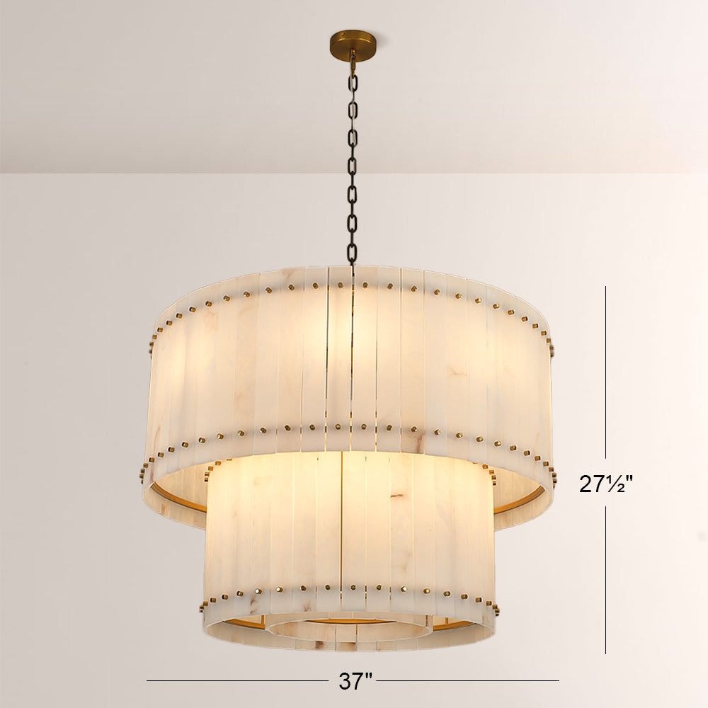 San Marco Alabaster Round 2-Tiered Chandelier