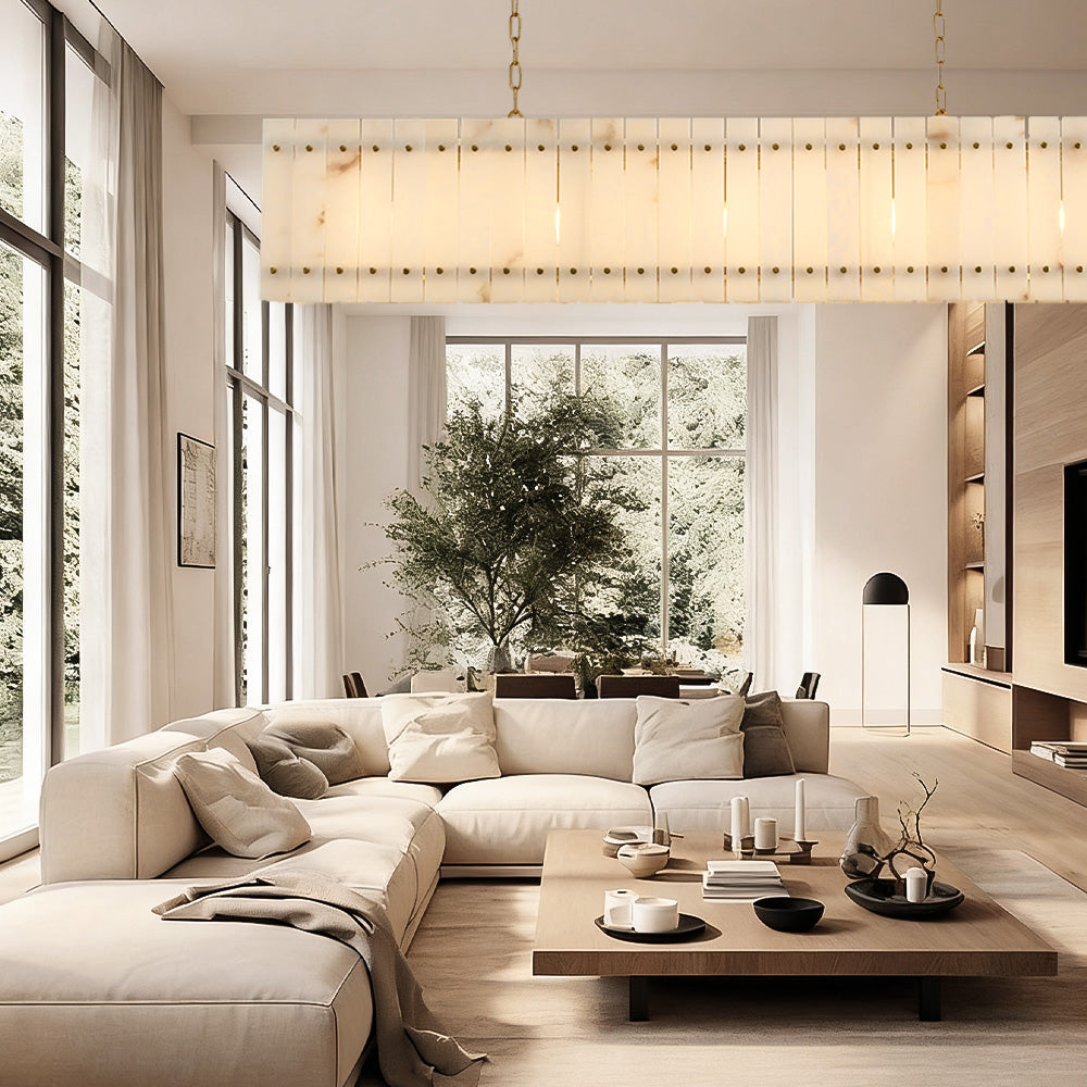 San Marco Alabaster Linear Chandelier 54" 72" - thebelacan