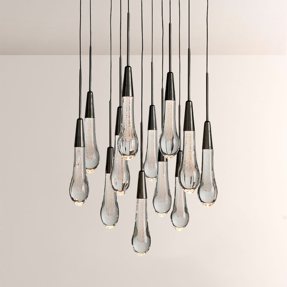 Raindrop Glass Round Solitaire Chandelier - thebelacan