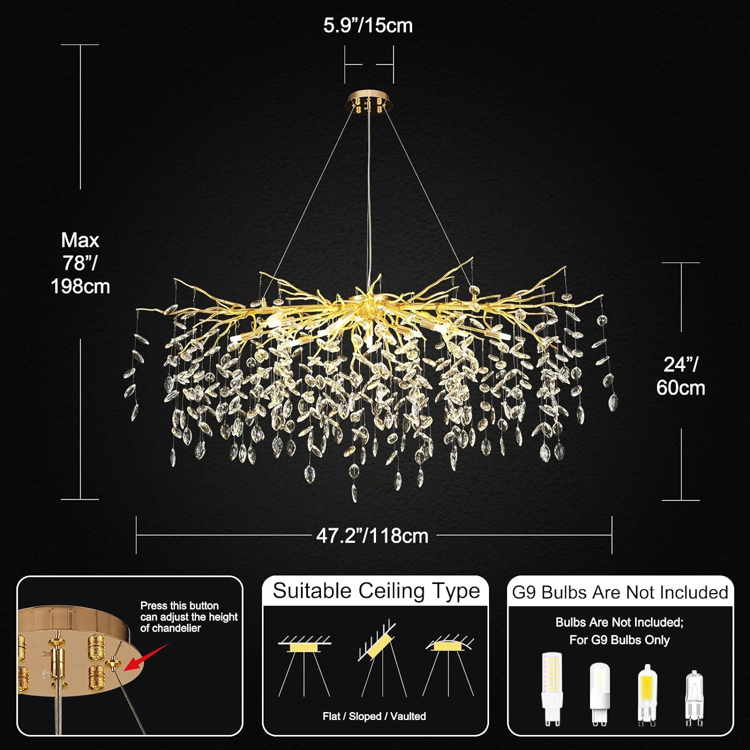 Modern Ice Eyes Tree Branch Chandelier for All rooms 47" - thebelacan