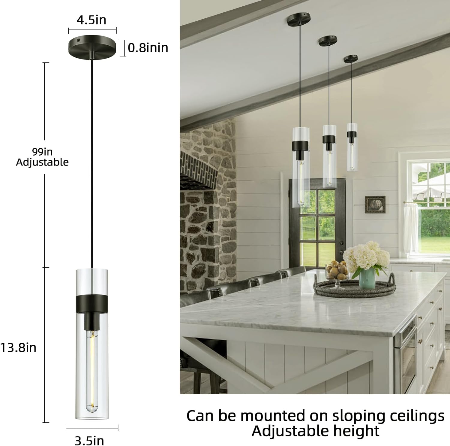 Glass Tube Brass Pendant Lights 1 Light/7 Lights - thebelacan