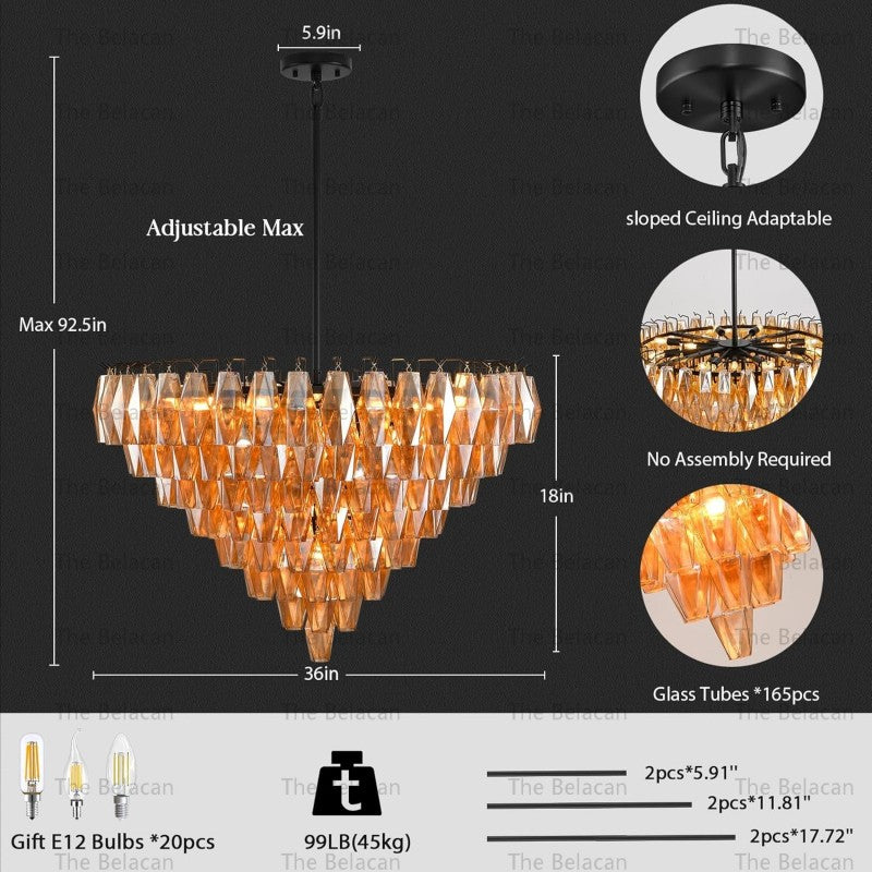 Modern Chara Round Chandelier 38" - thebelacan