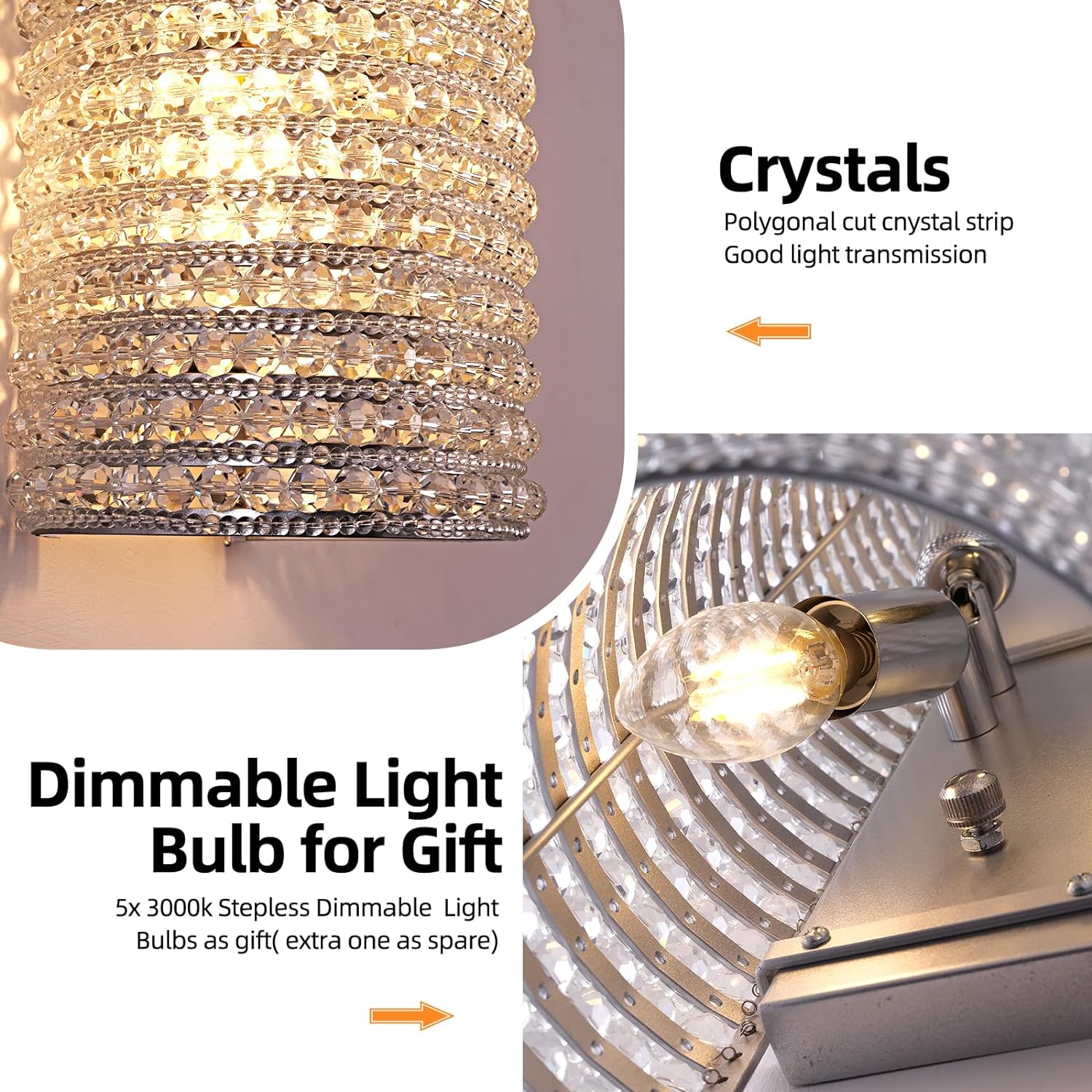 Modern K9 Crystal Beads Wall Sconce 21" - thebelacan