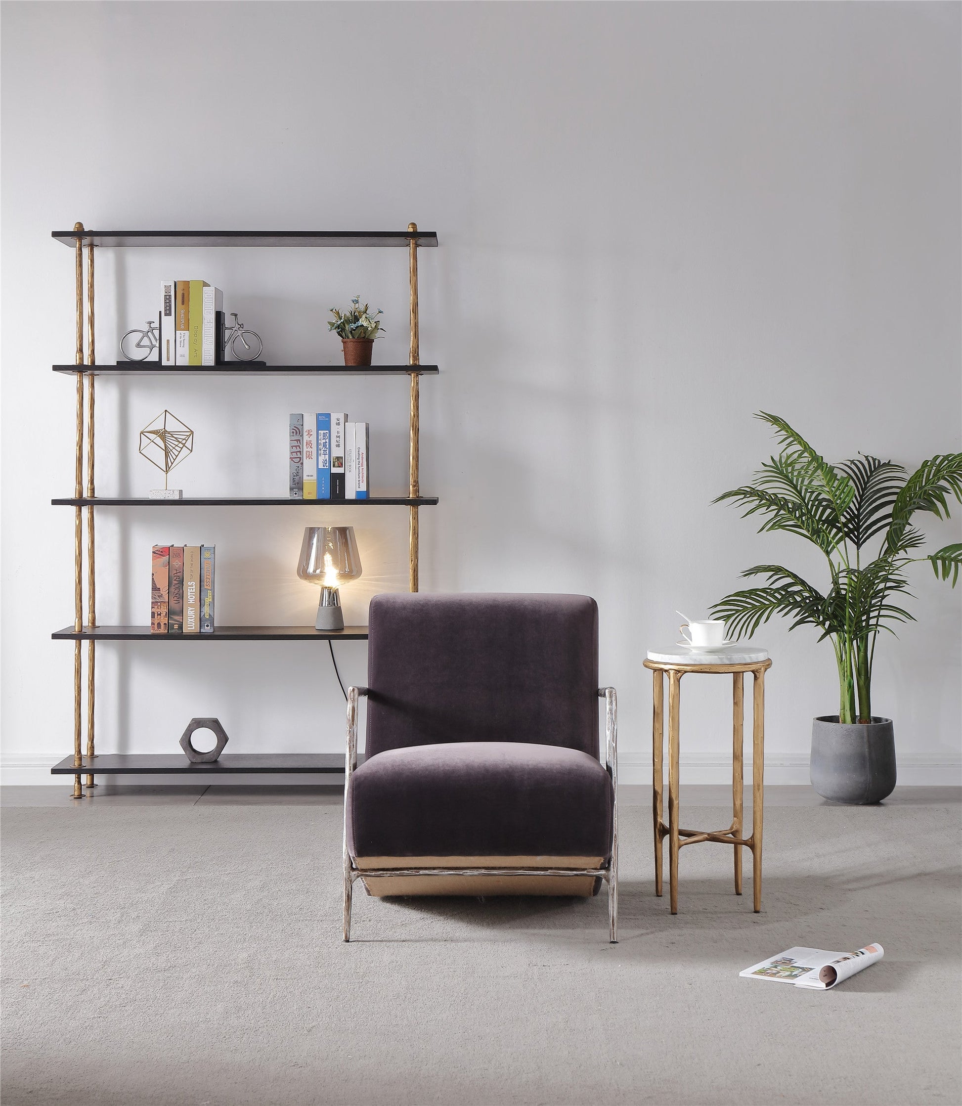 Thaddeus Genuine Brown Leather Accent Chair - thebelacan