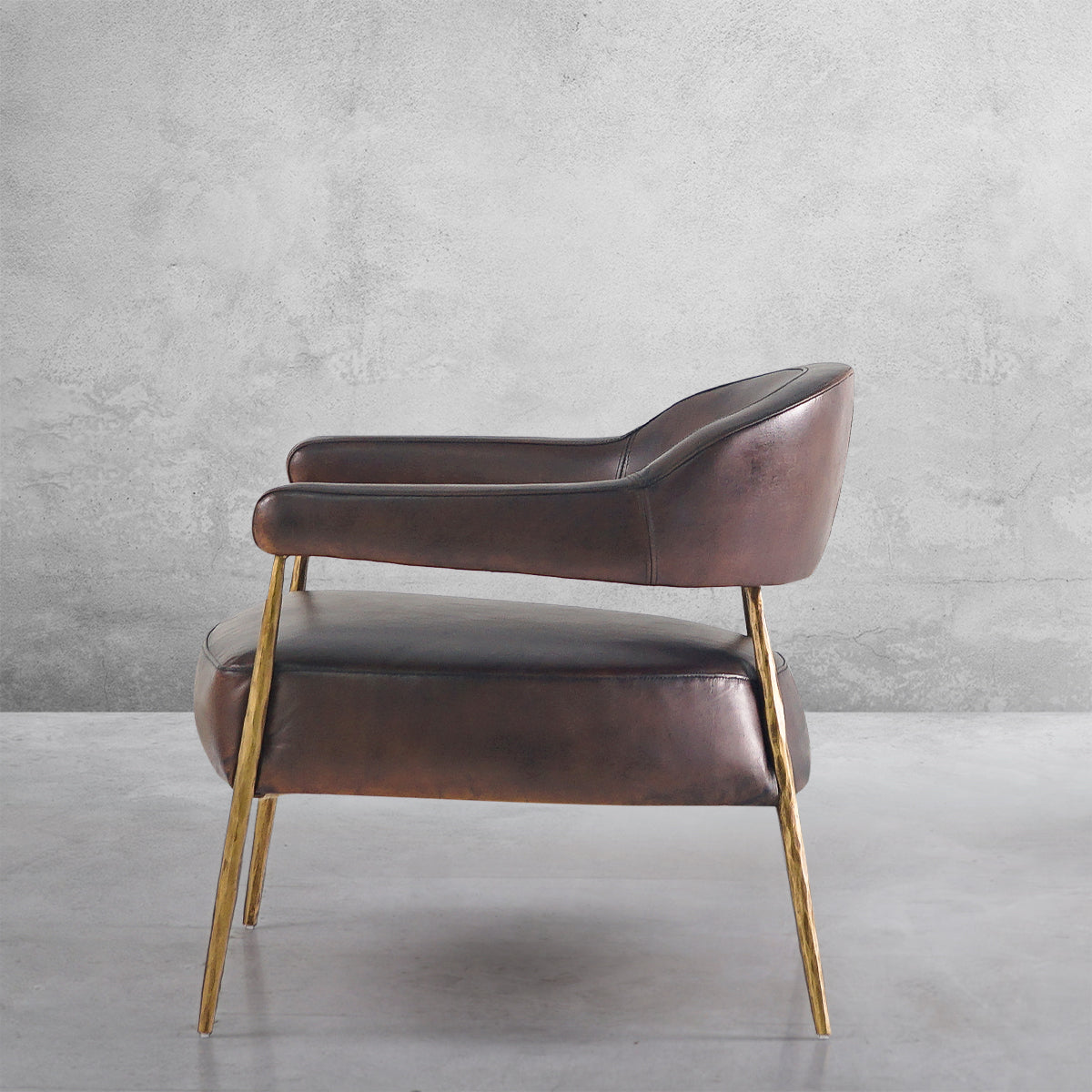 Thaddeus Brown Leather Lounge Armchair - thebelacan
