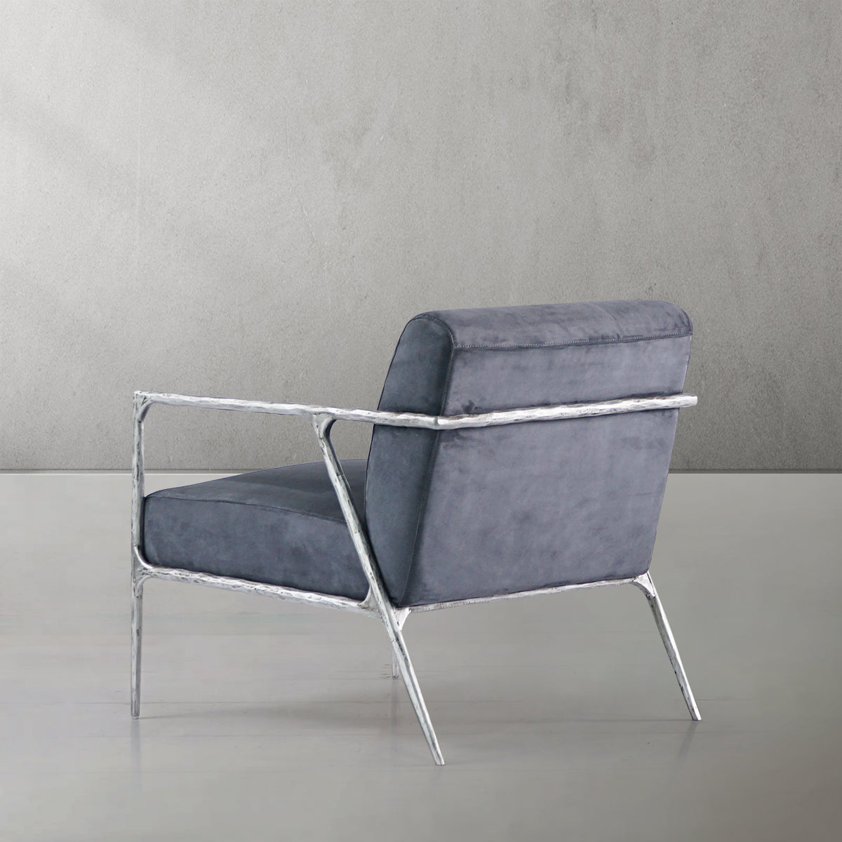 Thaddeus Retro Silver Iron Frame Track Armchair - thebelacan