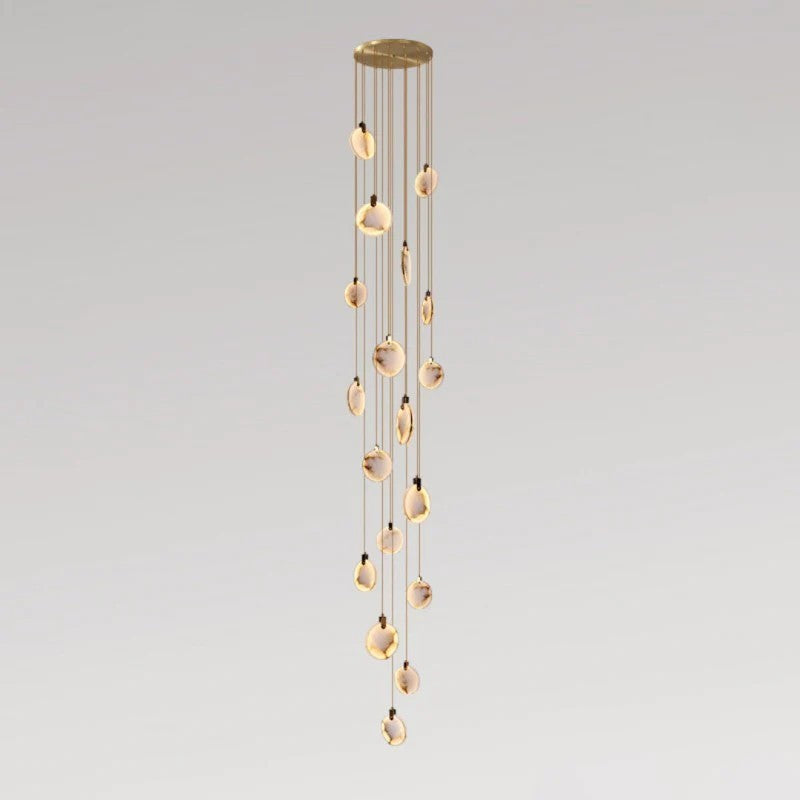 Alabaster Long Foyer Staircase Pendant Light 59'' 79'' 98'' 138''H - thebelacan