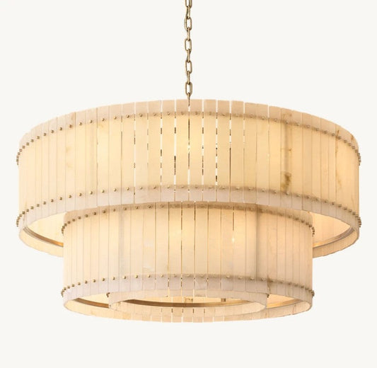 San Marco Alabaster Round 2-Tiered Chandelier - thebelacan