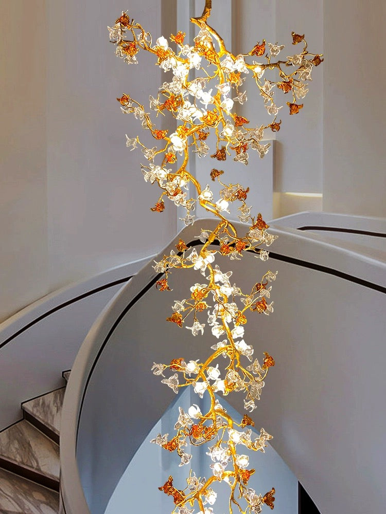 Art Flower Staircase Long Branch Chandelier - thebelacan