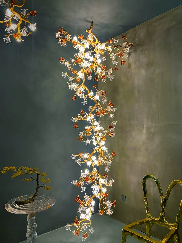 Art Flower Staircase Long Branch Chandelier - thebelacan