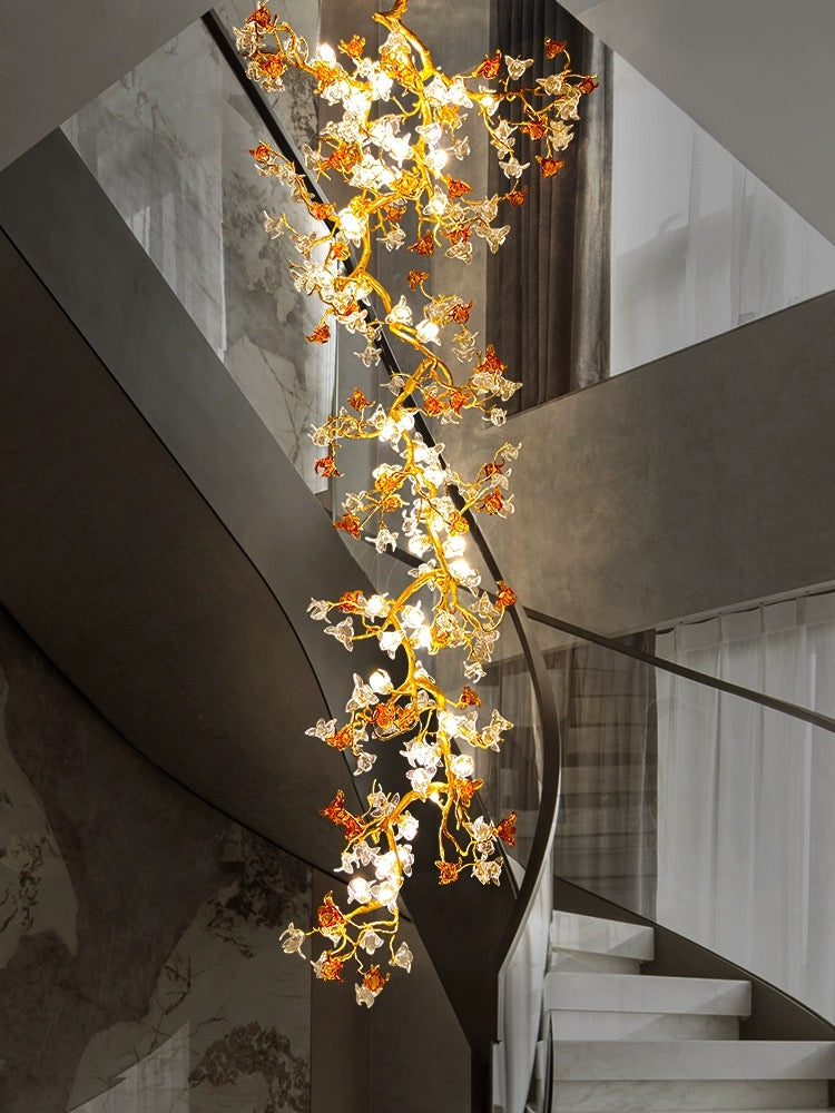 Art Flower Staircase Long Branch Chandelier - thebelacan