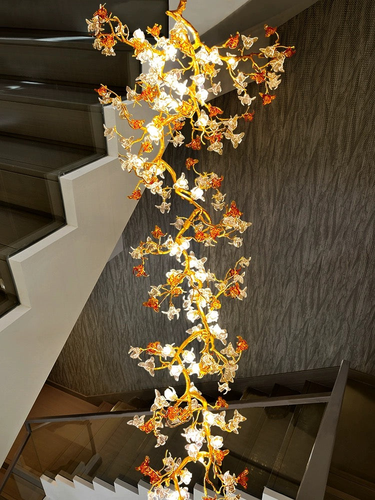 Art Flower Staircase Long Branch Chandelier - thebelacan