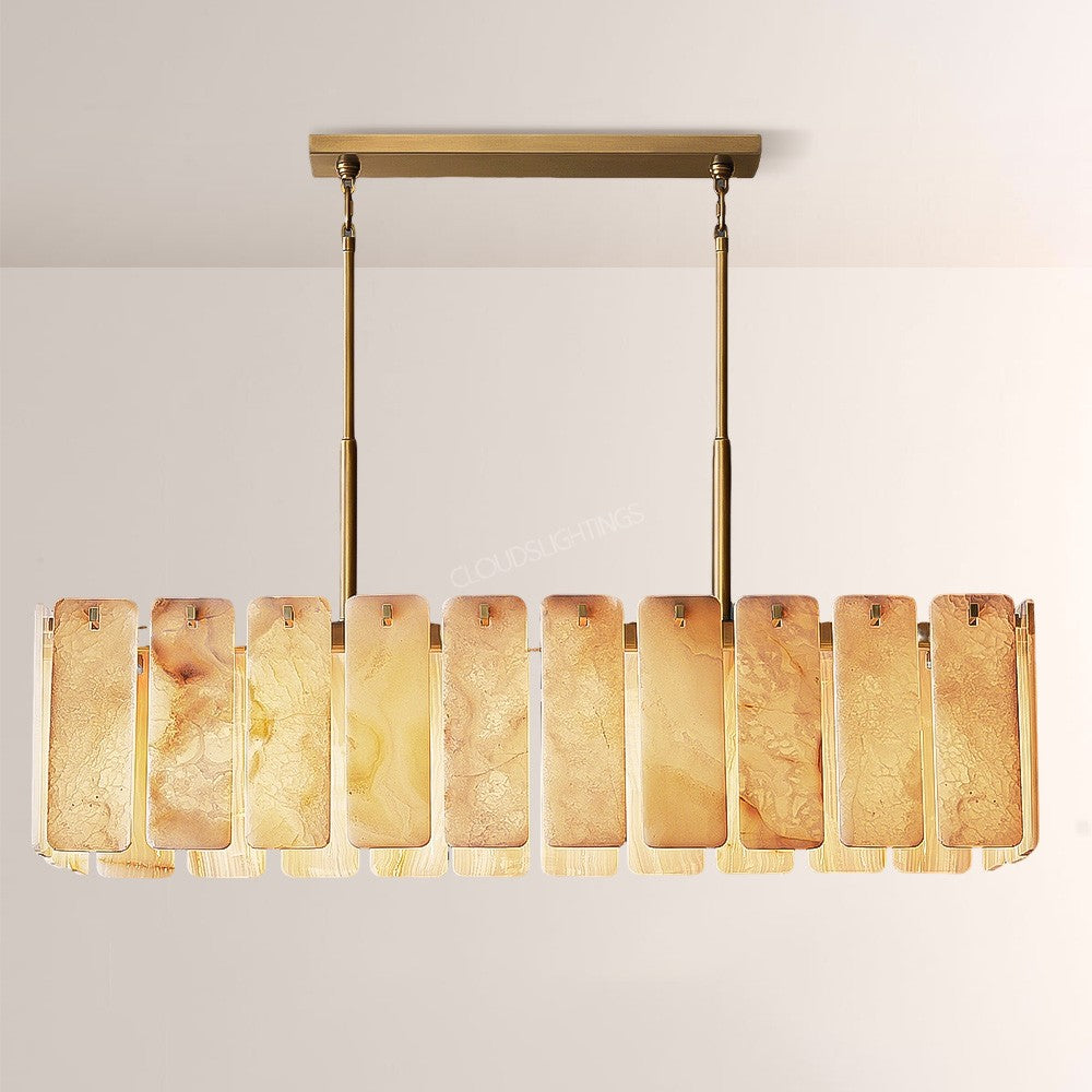 Cascade Alabaster Rectangular Chandelier 60"L - thebelacan