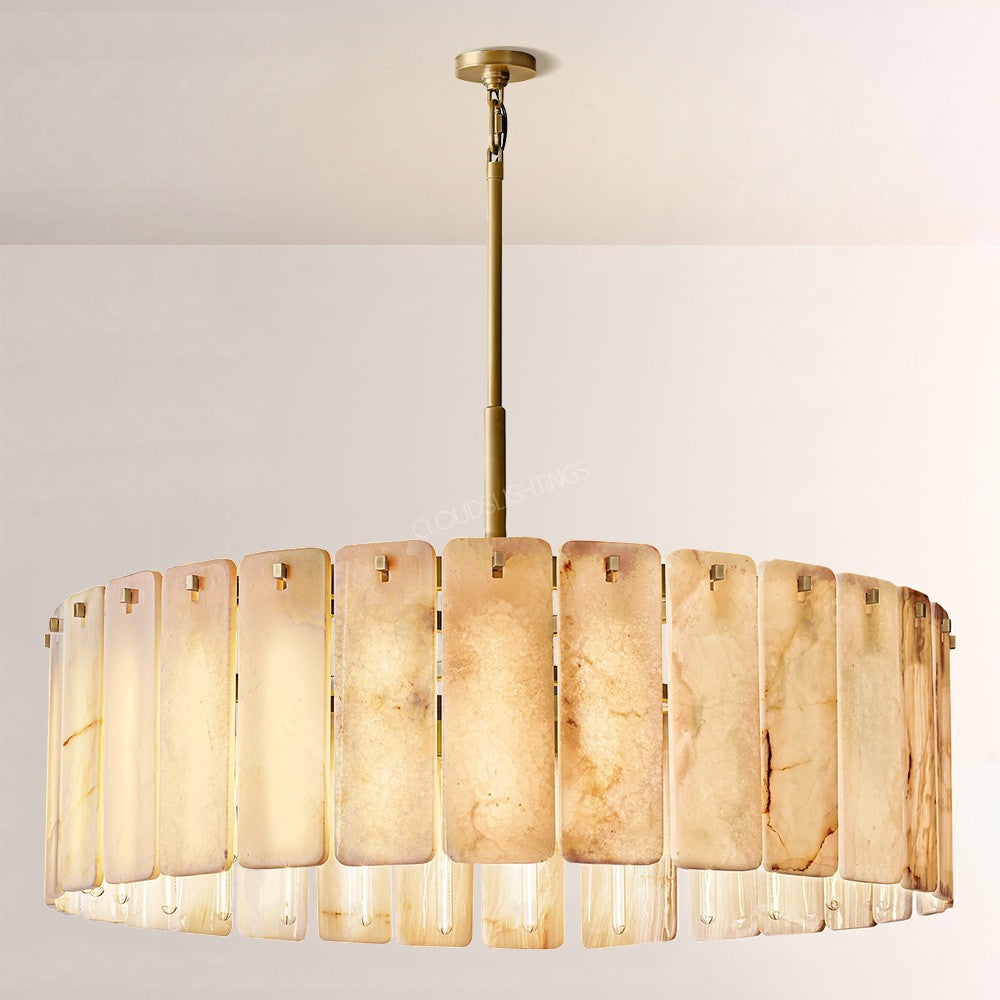 Cascade Alabaster Round Chandelier 48"D - thebelacan