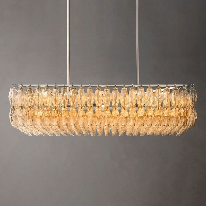 Chara Glass Rectangular Chandelier 54" - thebelacan
