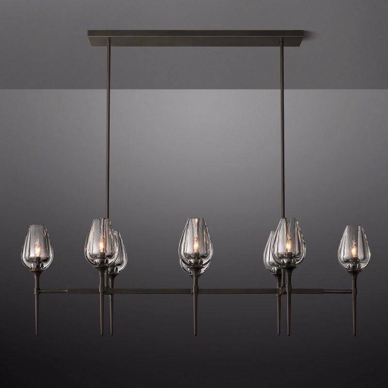 Crystal Tulip Linear Chandelier 52'' - thebelacan