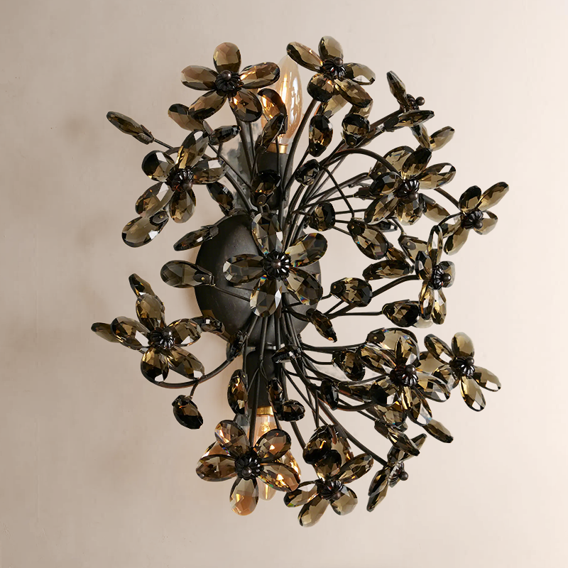 Fiore Crystal Flowers Wall Sconce 2-Light - thebelacan