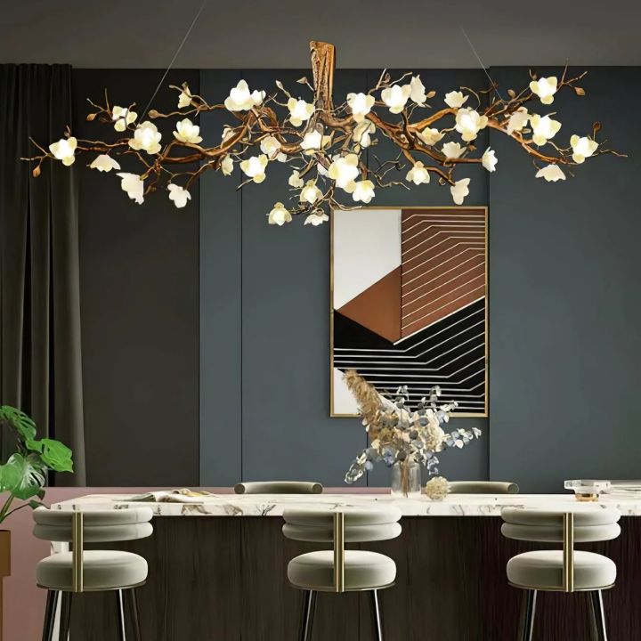 Flower Bloom Branch Brass Chandelier - thebelacan