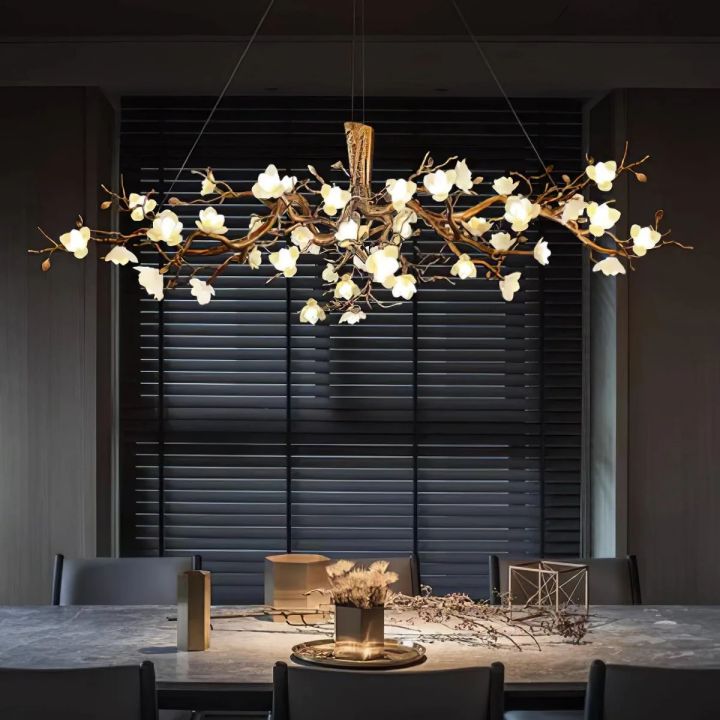 Flower Bloom Branch Brass Chandelier - thebelacan