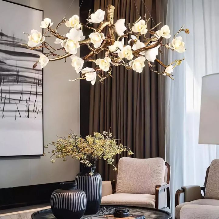 Flower Bloom Branch Brass Chandelier - thebelacan