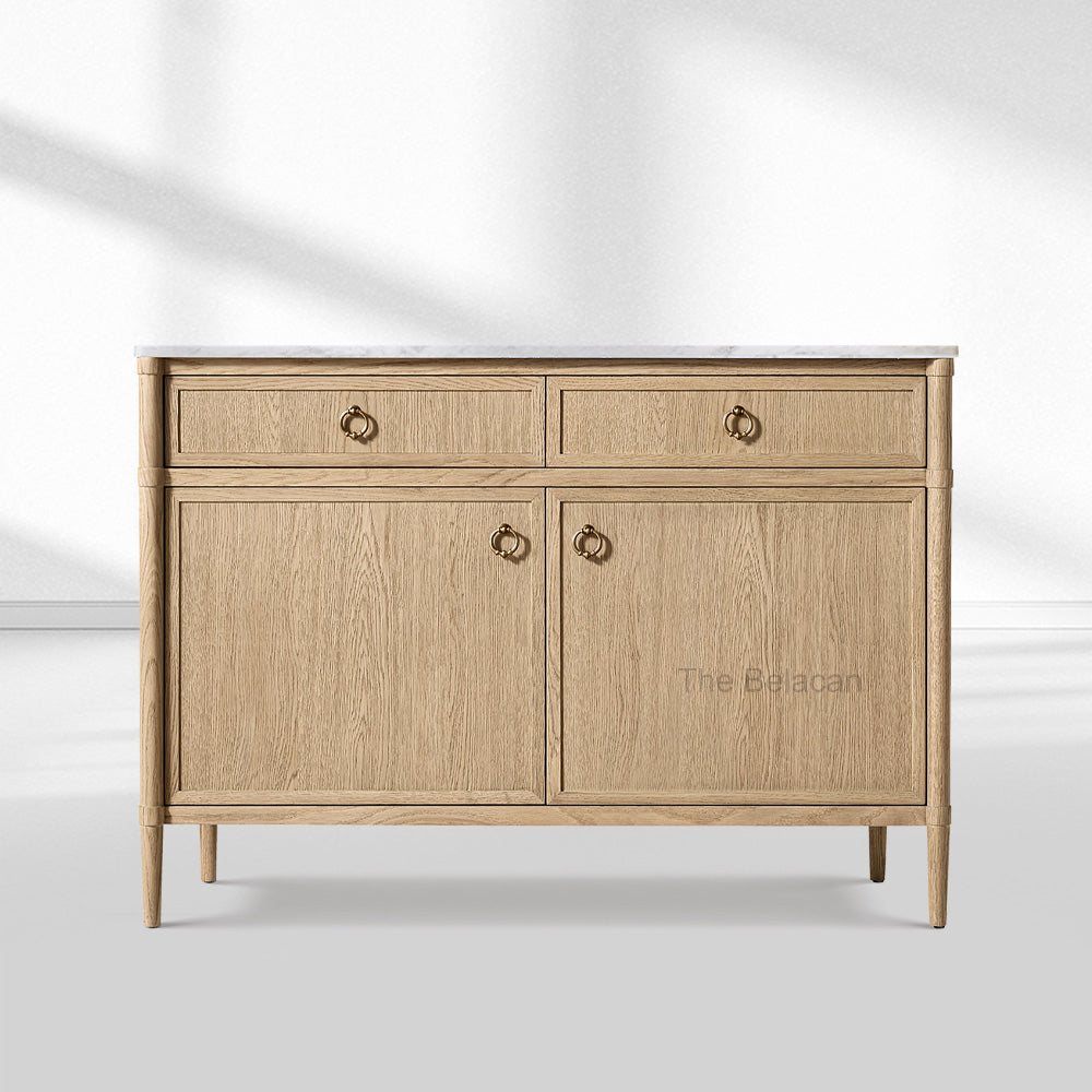 Fraboutiq Marble Double-Door Sideboard with Drawers - thebelacan