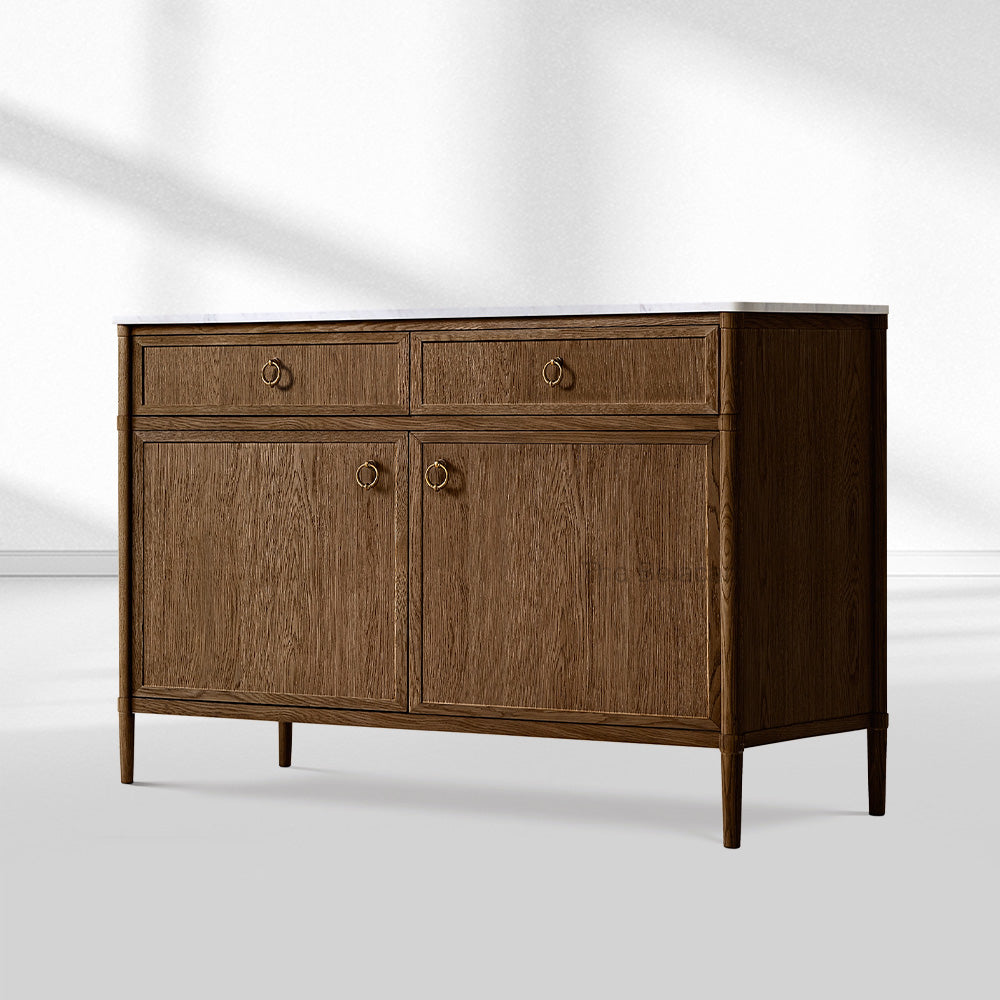 Fraboutiq Marble Double-Door Sideboard with Drawers - thebelacan