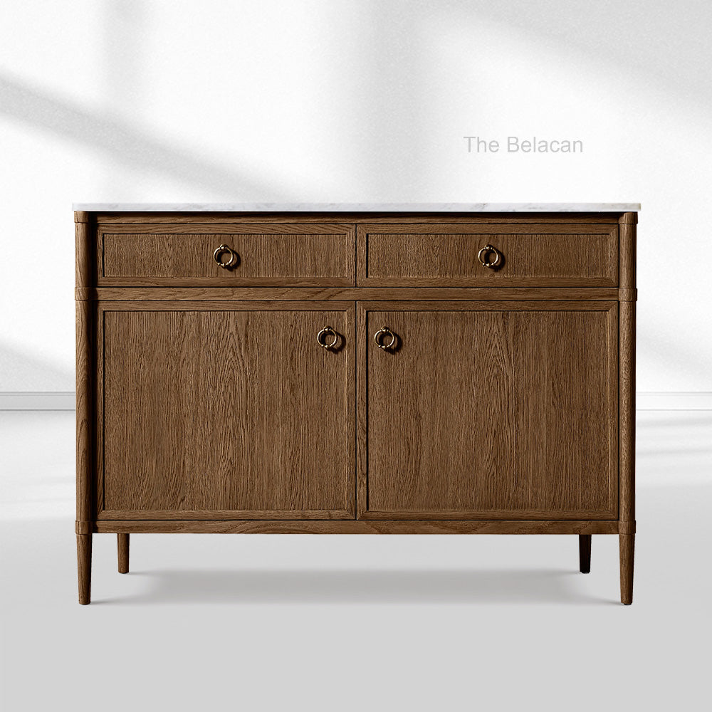 Fraboutiq Marble Double-Door Sideboard with Drawers - thebelacan