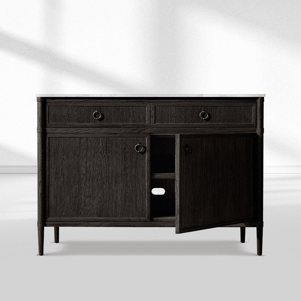 Fraboutiq Marble Double-Door Sideboard with Drawers - thebelacan