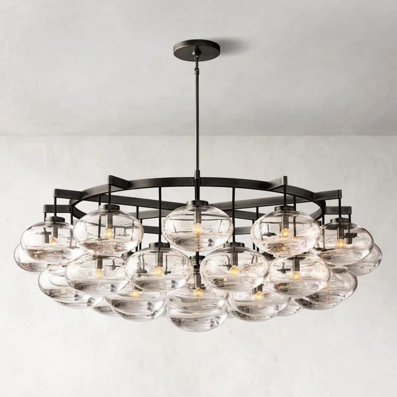 Glass Globe Round Chandelier 60" - thebelacan