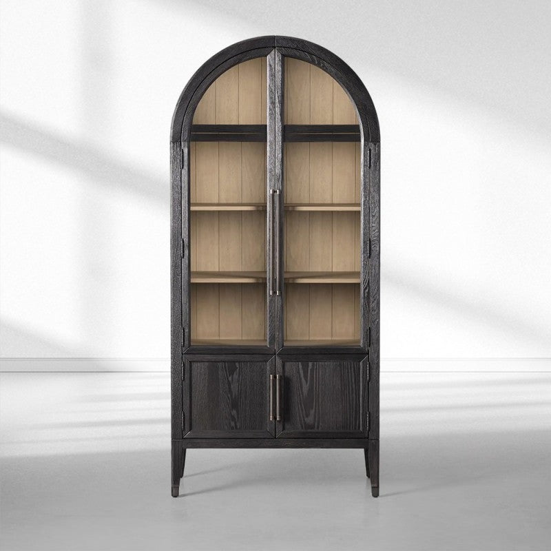 Heidi Glass-Door Oak Cabinet | Modern Farmhouse Design - thebelacan