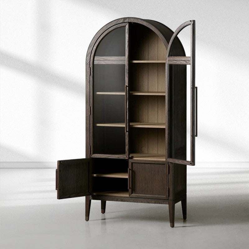 Heidi Glass-Door Oak Cabinet | Modern Farmhouse Design - thebelacan