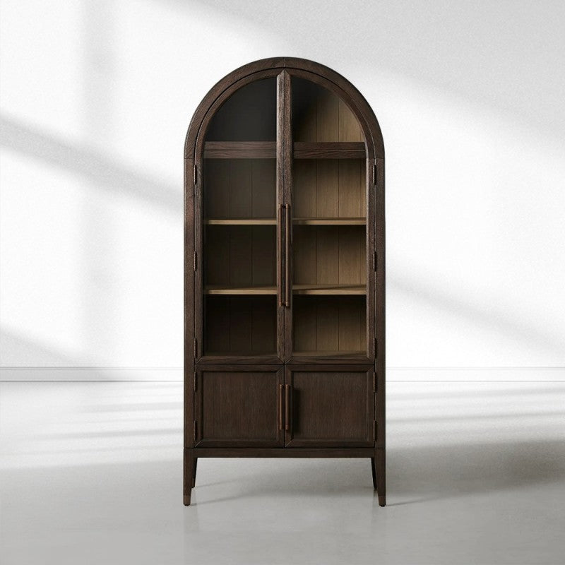 Heidi Glass-Door Oak Cabinet | Modern Farmhouse Design - thebelacan