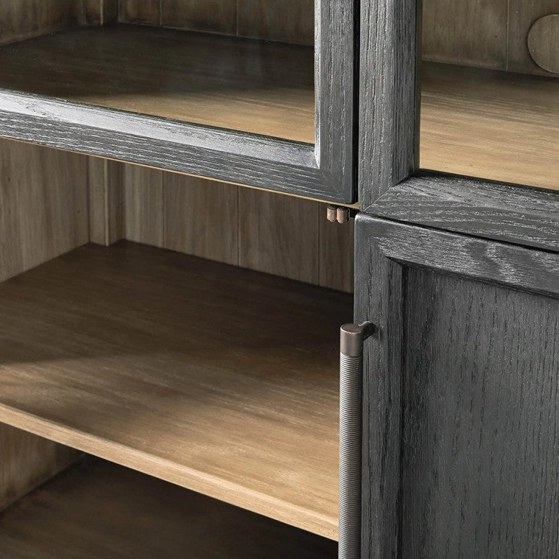 Heidi Glass-Door Oak Cabinet | Modern Farmhouse Design - thebelacan