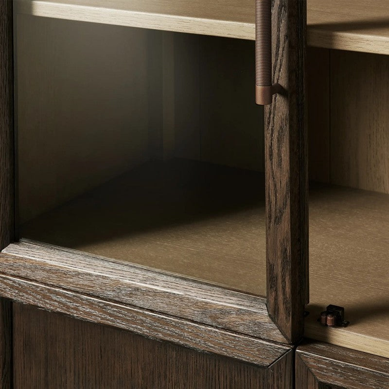 Heidi Glass-Door Oak Cabinet | Modern Farmhouse Design - thebelacan